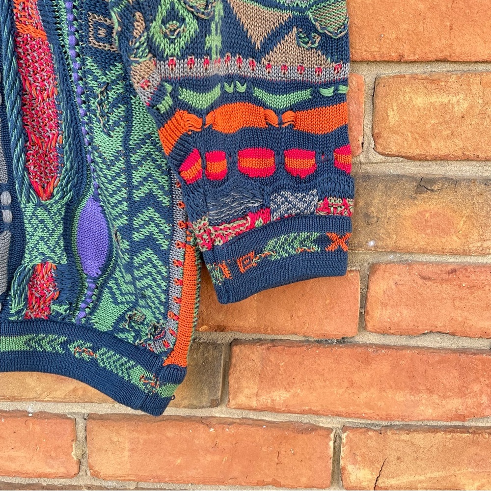 Vintage Men’s Retro Coogi Knit Sweater Colorful Long Sleeve Biggie Sz M Unisex - Picture 4 of 9